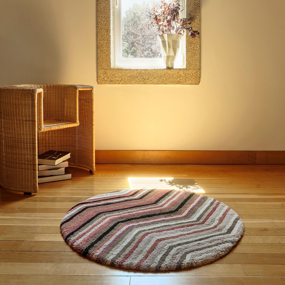 Dana Zig Zag Circle Bath Mat in Sedona Pink by Designer Abyss & Habidecor